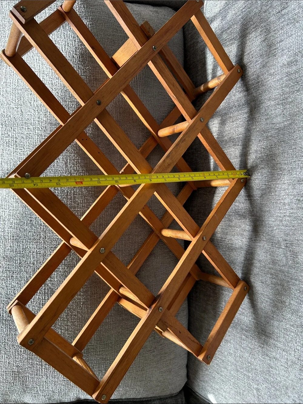 Vintage Wooden Expandable Wall or Table Top Rack - Wine Or Towel Storage